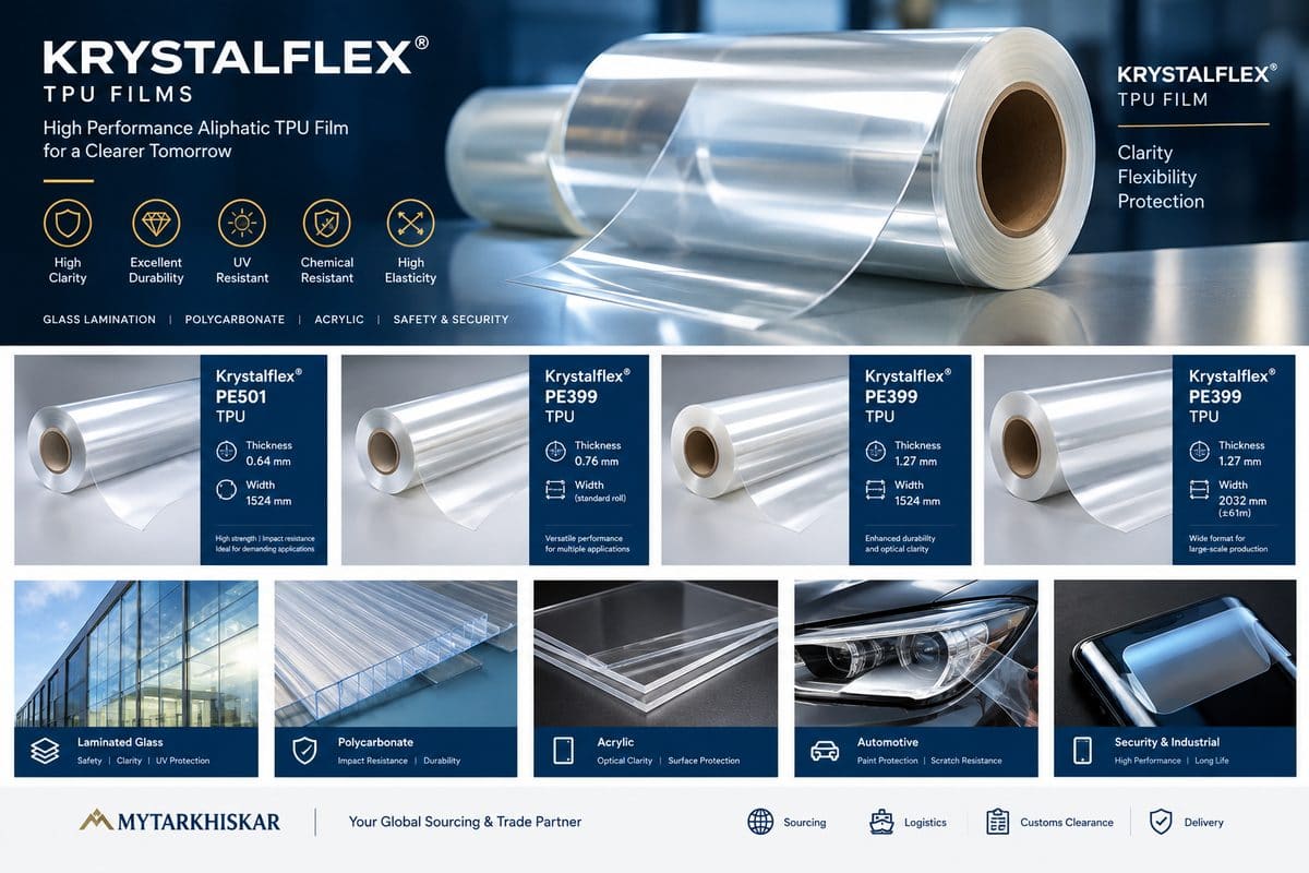 معرفی گریدهای PE501 و PE399 فیلم TPU کریستالفلکس با ضخامت و عرض مربوطه